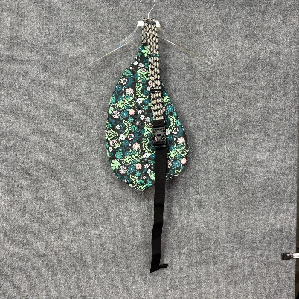 KAVU Rope Bag Women Green Floral Canvas Sling Crossbody Hike Backpack Gorpcore